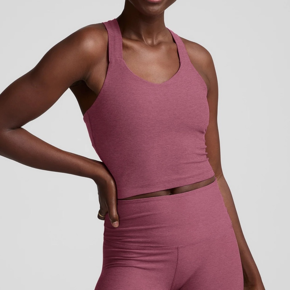 Beyond Yoga Spacedye Twist Through Cropped Tank Mauve